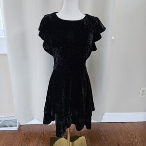 Midnight Doll Elegant Black Velvet-like Dress Size S
